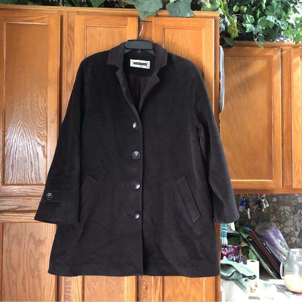 Kristen Blake Studio Collection Brown Angora Wool Blend Buttons Jacket Coat - 16